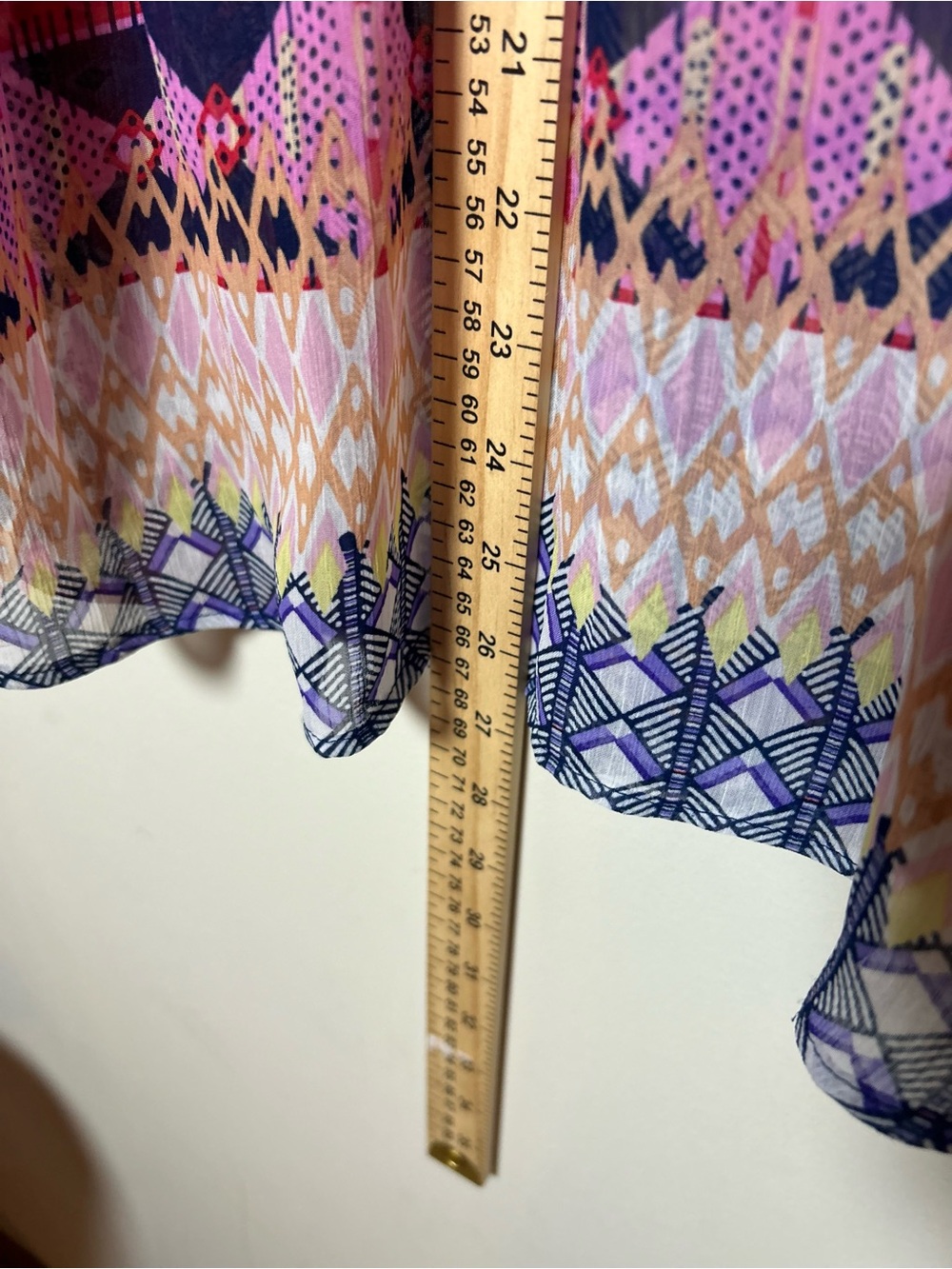 Vibrant Multicolor Printed Boho Tunic Top - Pink & Navy, Anthropologie brand - Picture 6 of 7